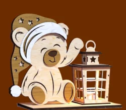 Bear with lantern E0025124 file cdr and dxf free vector download for laser cut