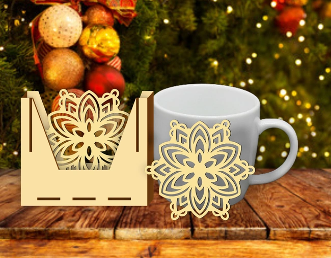 Coaster with holder E0025116 file cdr and dxf free vector download for laser cut