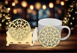 Coaster with holder E0025208 file cdr and dxf free vector download for laser cut