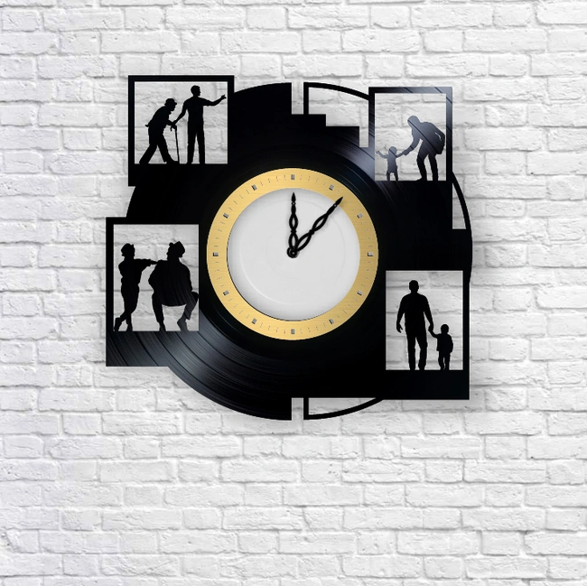Father's day Clock E0025015 file cdr and dxf pdf free vector download for laser cut