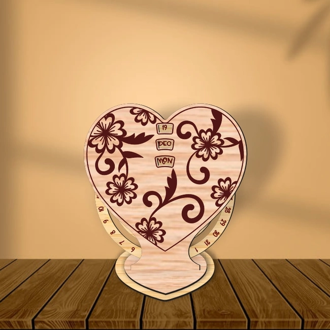 Flower Valentines Day Perpetual Calendar E0025099 file cdr and dxf free vector download for laser cut