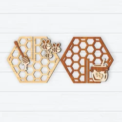 Honey Jar And 3D Honeycomb E0025175 file cdr and dxf free vector download for laser cut