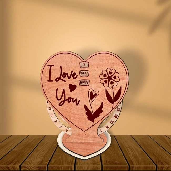 i love you valentines day perpetual calendar e0025103 file cdr and dxf free vector download for laser cut