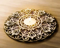 Mandala candle holder E0025123 file cdr and dxf free vector download for laser cut