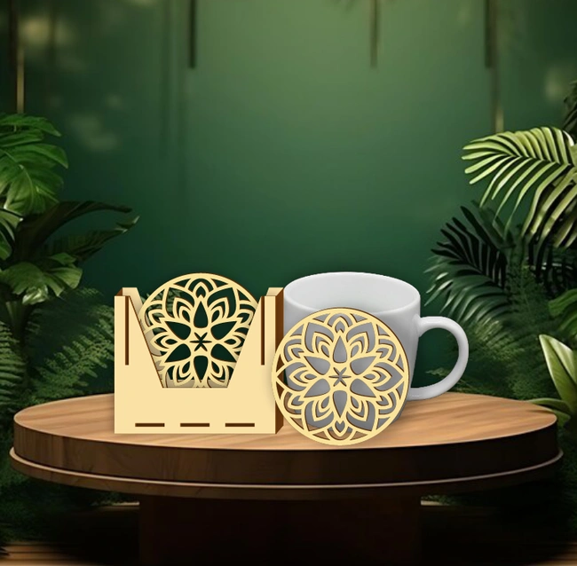 Mandala coaster E0025089 file cdr and dxf free vector download for laser cut