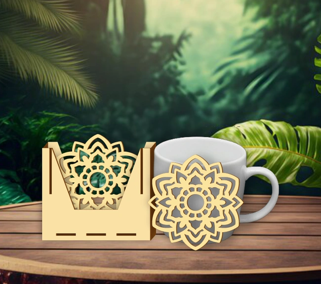 Mandala coaster E0025091 file cdr and dxf free vector download for laser cut