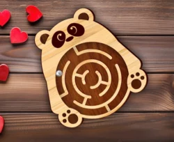 Panda maze E0025054 file cdr and dxf pdf free vector download for laser cut