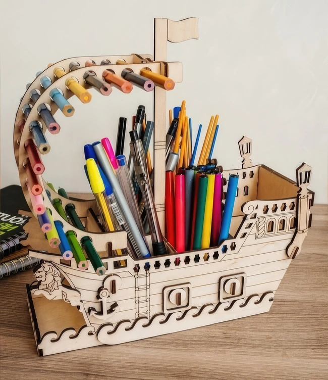 Pencil holder E0025076 file cdr and dxf free vector download for laser cut