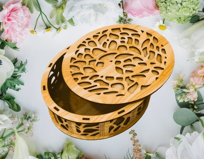 Round box E0025150 file cdr and dxf free vector download for laser cut
