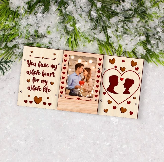 Three Sided Valentine Frame E0025182 file cdr and dxf free vector download for laser cut