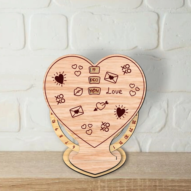 Valentines Day Perpetual Calendar E0025029 file cdr and dxf pdf free vector download for laser cut