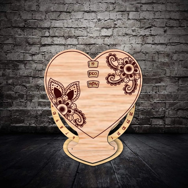 valentines day perpetual calendar e0025100 file cdr and dxf free vector download for laser cut