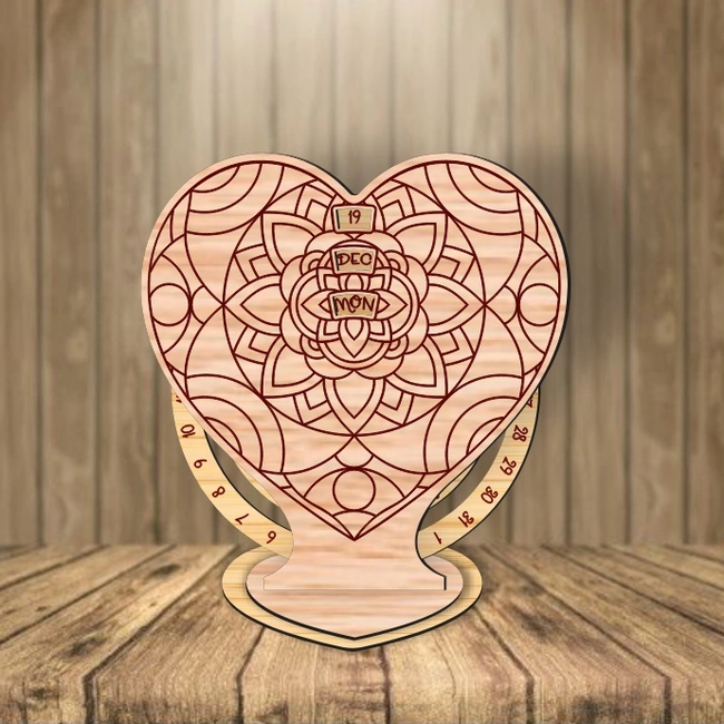 Valentines Day Perpetual Calendar E0025101 file cdr and dxf free vector download for laser cut