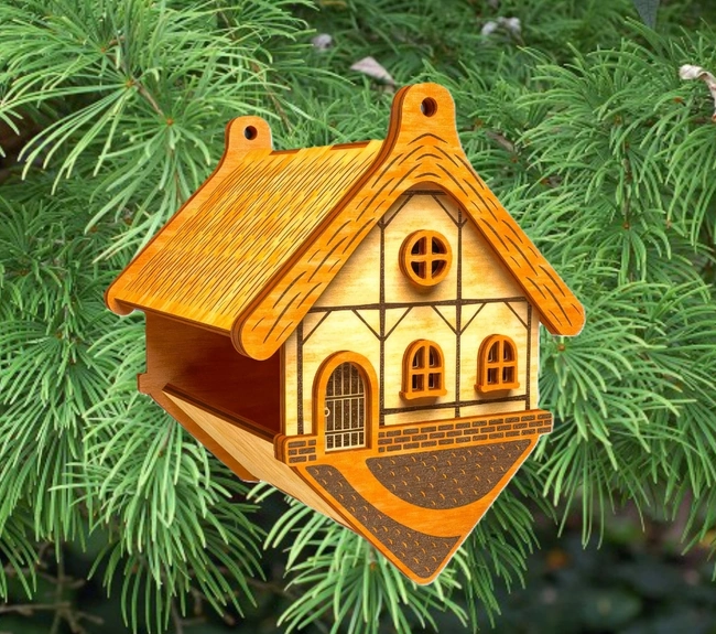 Bird feeder E0025291 file cdr and dxf free vector download for laser cut