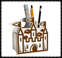 Castle pencil holder E0025236 file cdr and dxf free vector download for laser cut