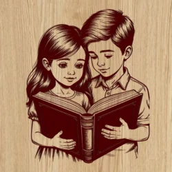 Children Reading Books E0025322 file cdr and dxf free vector download for print or laser engraving machines