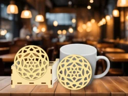Coaster with holder E0025221 file cdr and dxf free vector download for laser cut