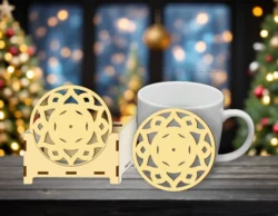 Coaster with holder E0025222 file cdr and dxf free vector download for laser cut