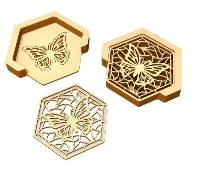 Coaster with holder E0025295 file cdr and dxf free vector download for laser cut