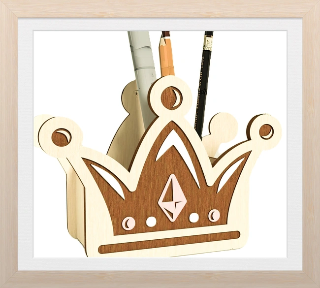 Crown pencil holder E0025252 file cdr and dxf free vector download for laser cut