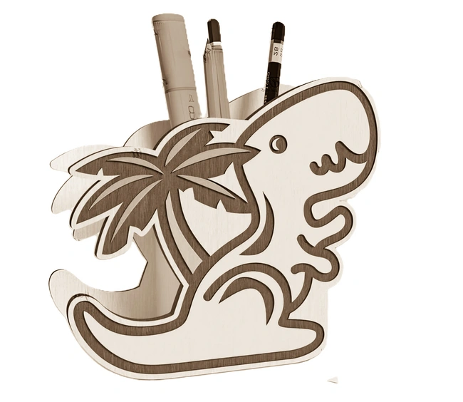 Dinosaur pencil holder E0025249 file cdr and dxf free vector download for laser cut