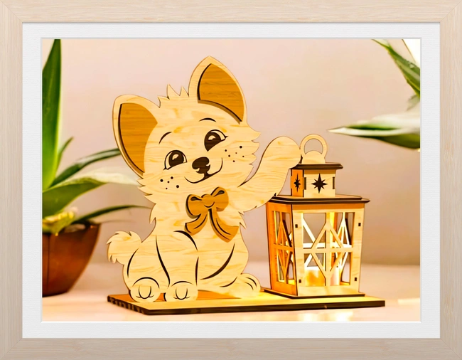 Dog with lantern E0025273 file cdr and dxf free vector download for laser cut