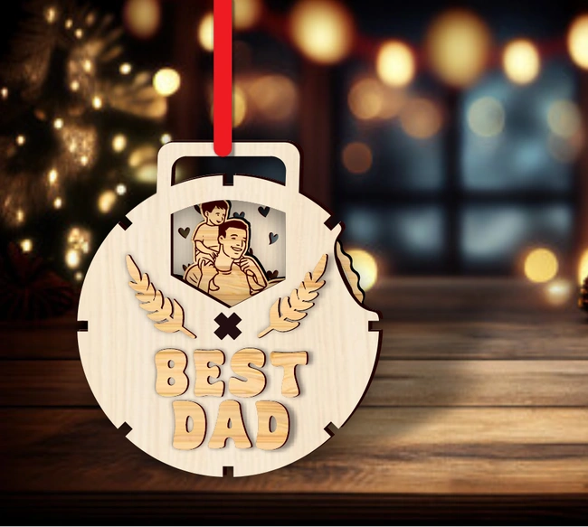 Father's day mechanical medal E0025227 file cdr and dxf free vector download for laser cut