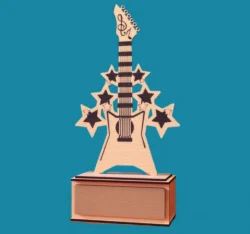 Guitar award trophy E0025229 file cdr and dxf free vector download for laser cut