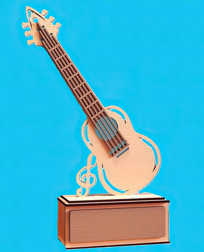 Guitar award trophy E0025230 file cdr and dxf free vector download for laser cut
