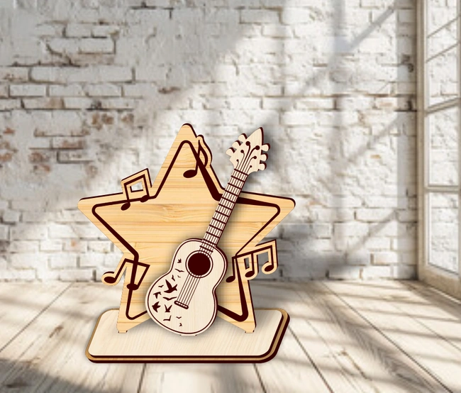 Guitar award trophy E0025233 file cdr and dxf free vector download for laser cut