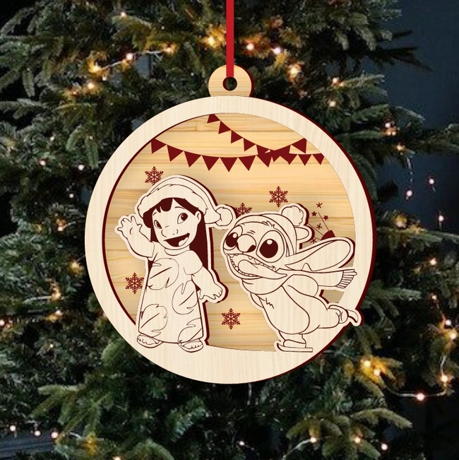 Lilo And Stitch Christmas Ball E0025238 file cdr and dxf free vector download for laser cut