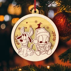 Mickey And Donald Christmas Ball E0025219 file cdr and dxf free vector download for laser cut