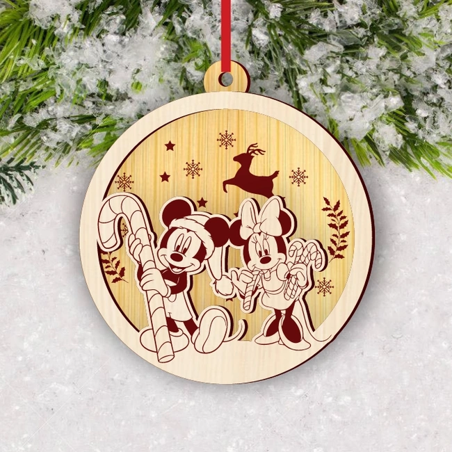 Mickey Mouse Christmas Ball E0025247 file cdr and dxf free vector download for laser cut