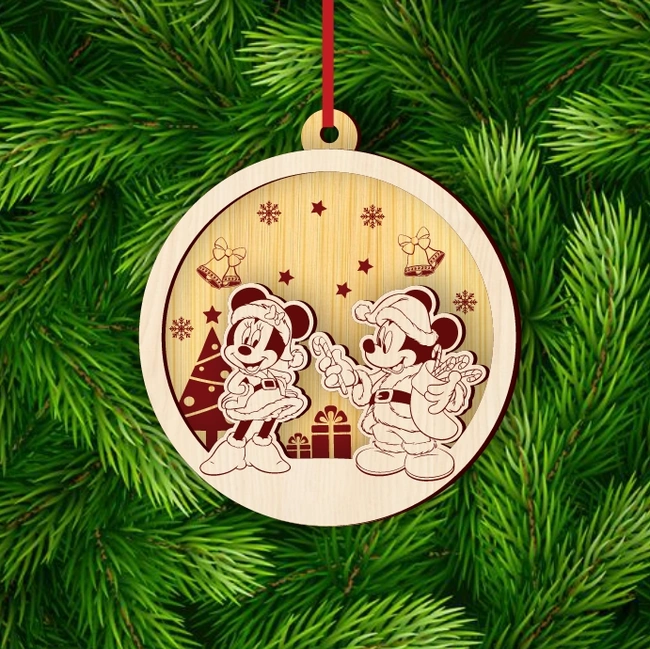 Mickey Mouse Christmas Ball E0025258 file cdr and dxf free vector download for laser cut