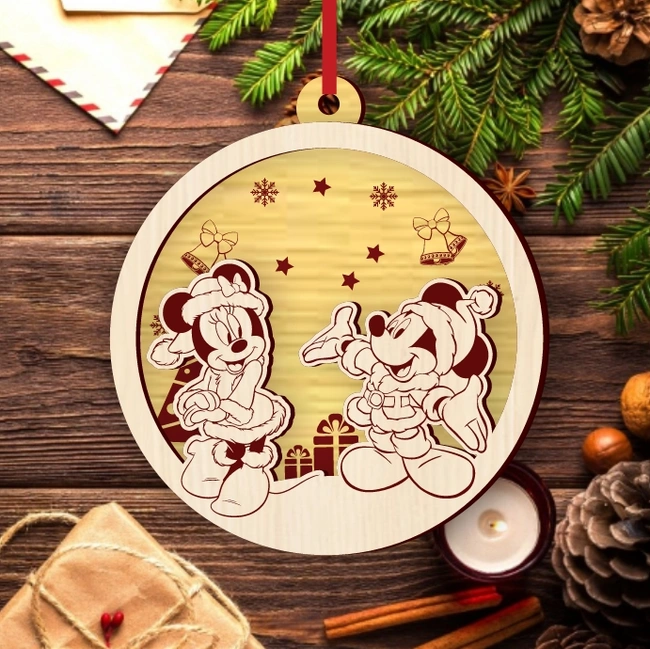 Mickey Mouse Christmas Ball E0025259 file cdr and dxf free vector download for laser cut