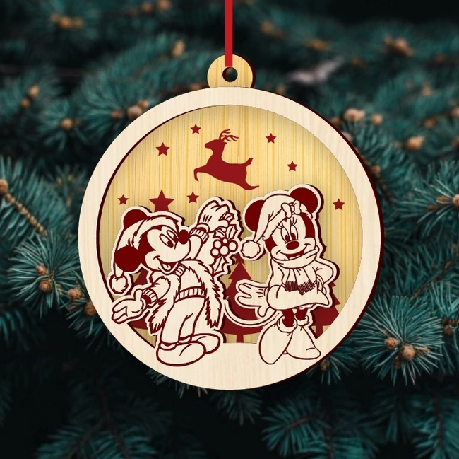 Mickey Mouse Christmas Ball E0025260 file cdr and dxf free vector download for laser cut