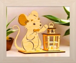 Mouse with lantern E0025272 file cdr and dxf free vector download for laser cut
