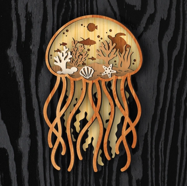Multilayer Jellyfish E0025262 file cdr and dxf free vector download for laser cut