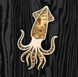 Multilayer Squid E0025261 file cdr and dxf free vector download for laser cut