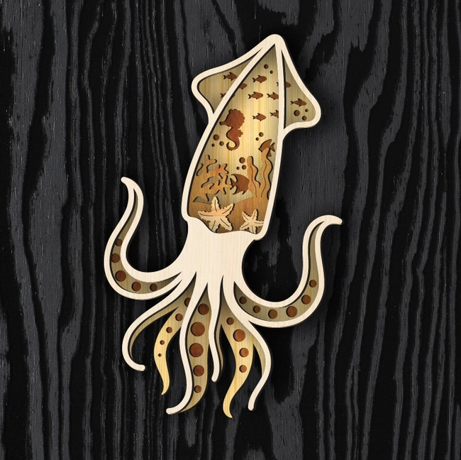 Multilayer Squid E0025261 file cdr and dxf free vector download for laser cut
