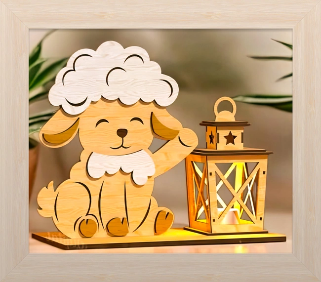 sheep with lantern e0025274 file cdr and dxf free vector download for laser cut