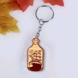 Ship In A Bottle Keychain E0025286 file cdr and dxf free vector download for laser cut