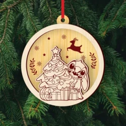 Stitch Christmas Ball E0025239 file cdr and dxf free vector download for laser cut