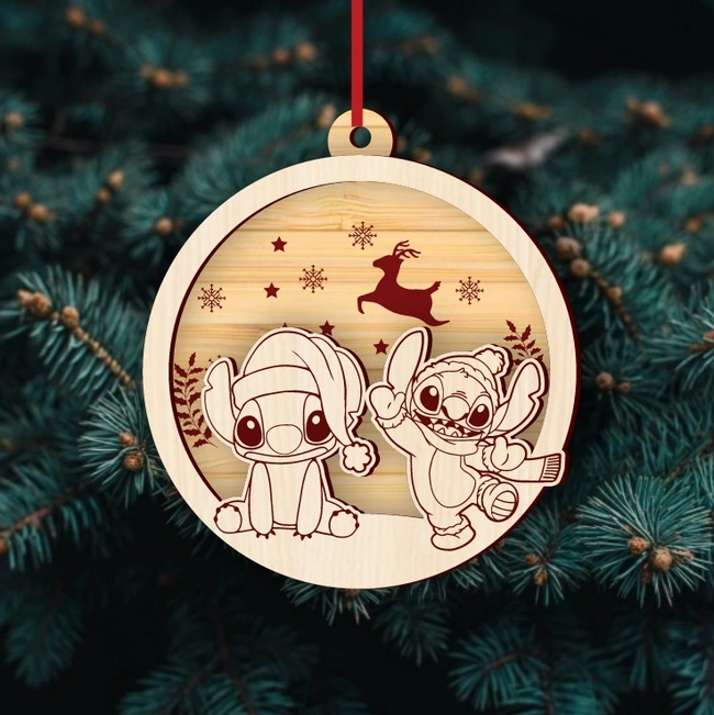 Stitch Christmas Ball E0025241 file cdr and dxf free vector download for laser cut