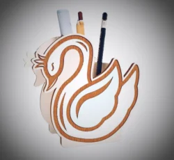 Swan pencil holder E0025248 file cdr and dxf free vector download for laser cut