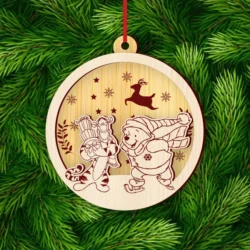 Tigger And Bear Pooh Christmas Ball E0025244 file cdr and dxf free vector download for laser cut