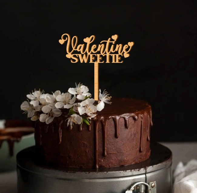 Valentine's Day Cake Topper E0025215 file cdr and dxf free vector download for laser cut
