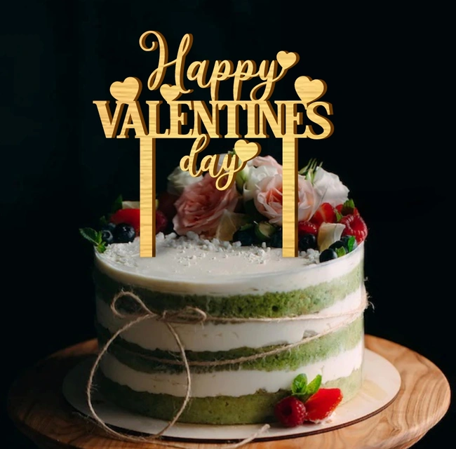 Valentine's Day Cake Topper E0025216 file cdr and dxf free vector download for laser cut