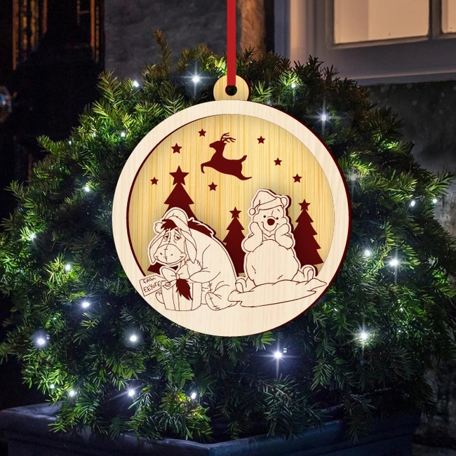 Winnie The Pooh And Eeyore Christmas Ball E0025246 file cdr and dxf free vector download for laser cut