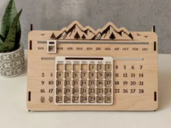 Wooden desk calendar E0025225 file cdr and dxf free vector download for laser cut